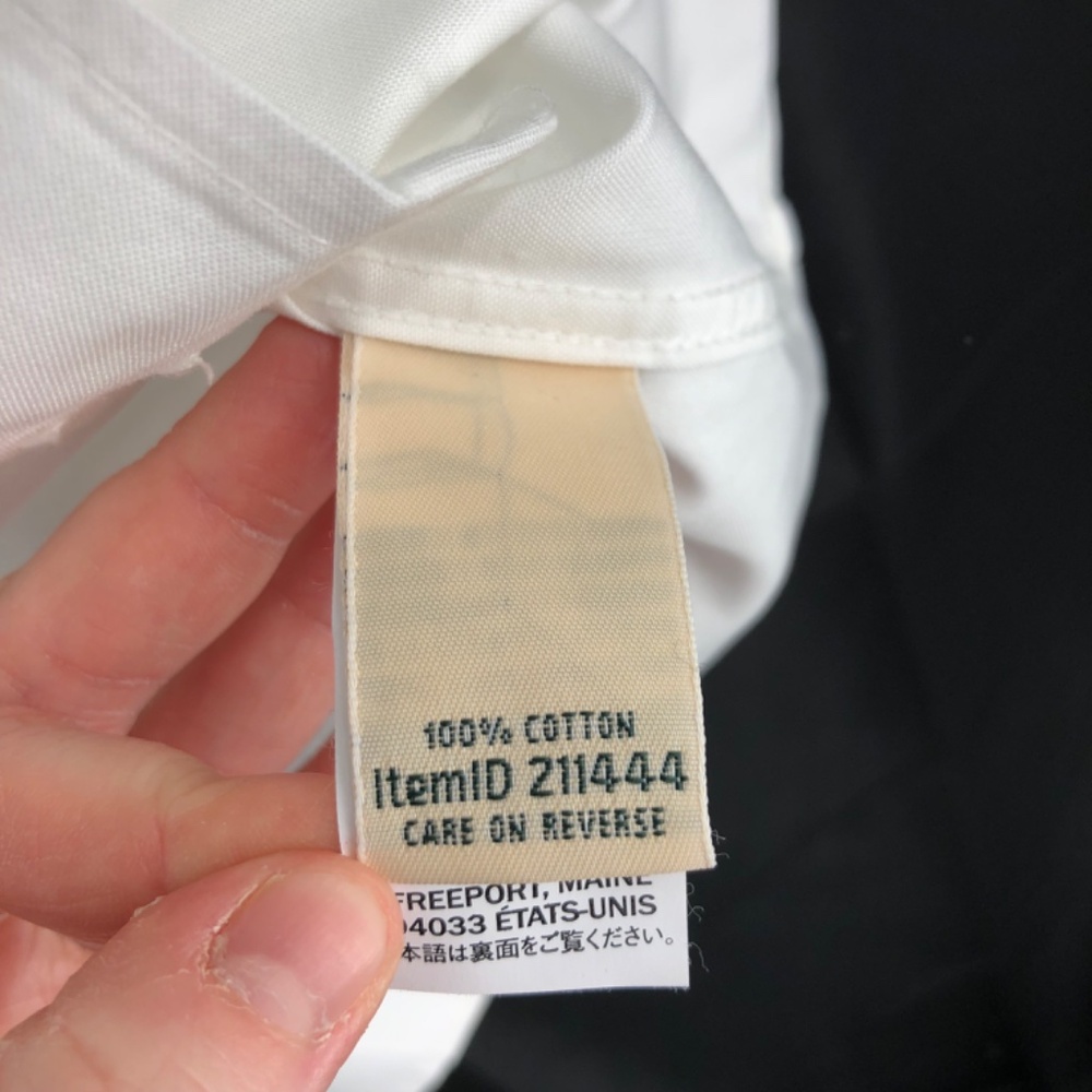 LL Bean Mens Button Front Shirt Size Medium Regular White Wrinkle‎ Free Pocket - Picture 6 of 12
